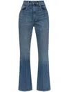Tory Burch Cropped Flare Jeans With Classic Blue Wash And Five-pocket Design In Blue