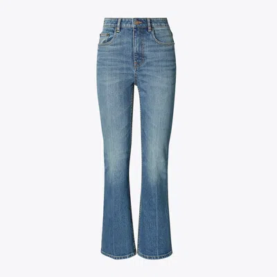 Tory Burch Cropped Flare Jean In Medium Vintage Wash