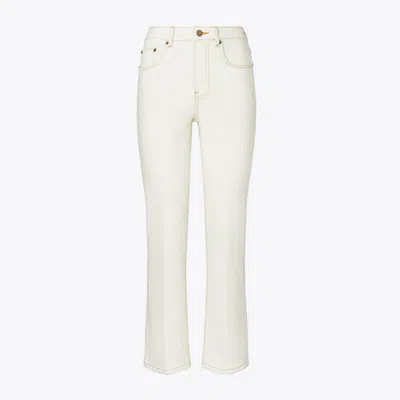 Tory Burch Cropped Flare Jean In Off White