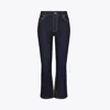 Tory Burch Cropped Flare Jeans In Dark Wash