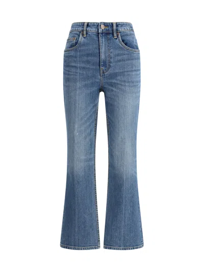 Tory Burch Customizable Belt Cropped Flare Jeans In Blue