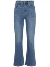 Tory Burch Cropped Flare Jeans With Classic Blue Wash And Five-pocket Design In Blue