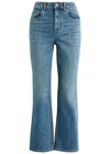 Tory Burch Customizable Belt Cropped Flare Jeans In Blue