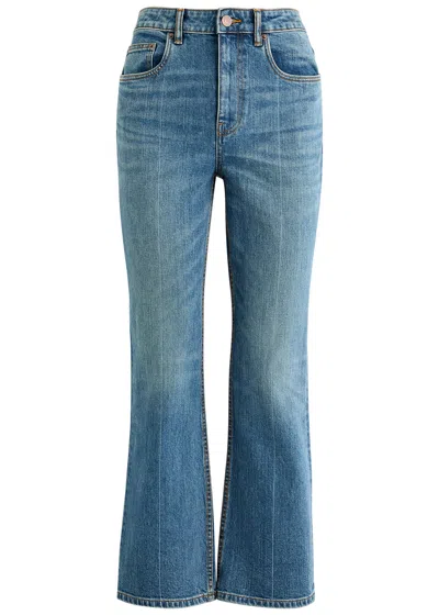 Tory Burch Cropped Flared-leg Jeans In Blue