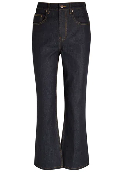 Tory Burch Cropped Flared-leg Jeans In Blue