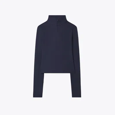 Tory Burch Cropped Jacquard Top In Blue