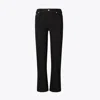 Tory Burch Black Cropped Kick Flare Jeans In Black Rinse Wash