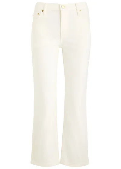 Tory Burch Cropped Kick-flare Jeans In Off White