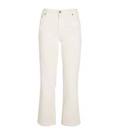 Tory Burch Cropped Kick Flared Jeans In White