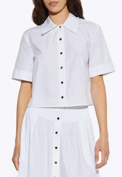 Tory Burch Cropped Short-sleeved Shirt In White