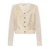 Tory Burch Cropped Silk Front Cardigan