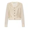 Tory Burch Silk And Wool Cardigan With Logos In Gold