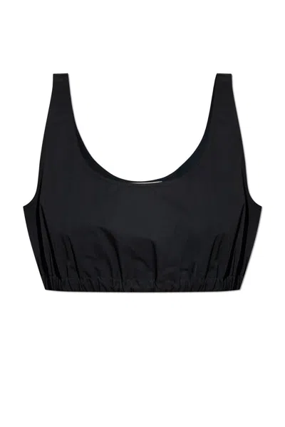 Tory Burch Pleated Crop Top In Black