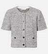 Tory Burch Speckled Tweed Knitwear With Button Front And Practical Pockets In Gray