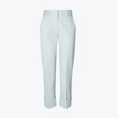 Tory Burch Cropped Twill Pant In Blue