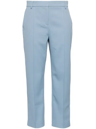 Tory Burch Cropped Twill Trousers In 蓝色