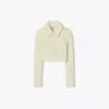 Tory Burch Cropped Wool And Silk Jacket In Neutral