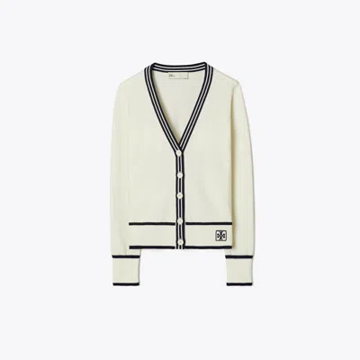 Tory Burch Cropped Wool Cardigan In Neutral