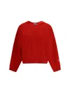 Tory Burch Logo-embroidered Knitted Hoodie In Red