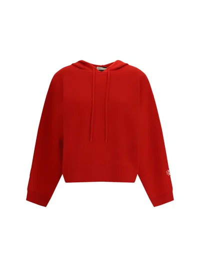 Tory Burch Cropped Wool Hoodie In Red