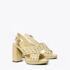 Tory Burch Cross-band Heeled Sandal In Brown