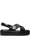 Tory Burch Cross-strap Sandals With Tb Monogram