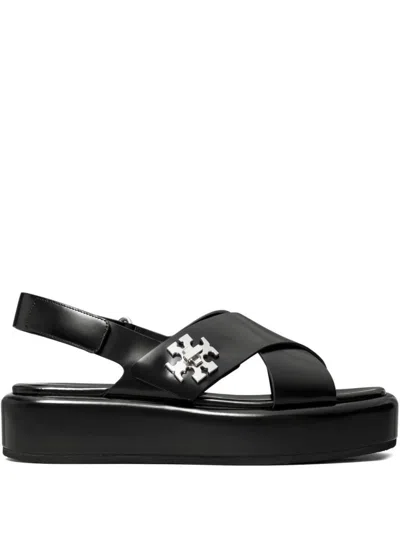 Tory Burch Cross-strap Sandals With Tb Monogram