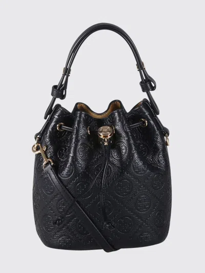 Tory Burch Mini Bucket Bag Monogram Design In Black