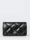 Tory Burch Kira Diamond Leather Wallet On Chain In Black