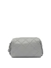 Tory Burch Fleming Grey Diamond Quilted Shoulder Bag With Chain-link Shoulder Strap In Leather Woman