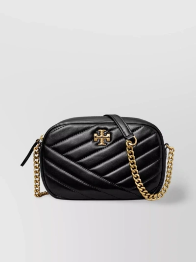 Tory Burch Logo-plaque Quilted Crossbody Bag In Black
