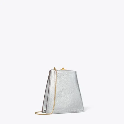 Tory Burch Crushed Metallic Mini Bag In Silver