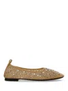 Tory Burch Beige Ballet Flats With All-over Crystals Application In Tech Fabric Woman In Multicolour
