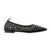 Tory Burch Black Ballet Flats With All-over Crystals Application In Tech Fabric Woman