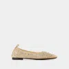 Tory Burch Beige Ballet Flats With All-over Crystals Application In Tech Fabric Woman In Beige