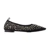 Tory Burch Black Ballet Flats With All-over Crystals Application In Tech Fabric Woman In Black