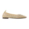 Tory Burch Beige Ballet Flats With All-over Crystals Application In Tech Fabric Woman In Neutral