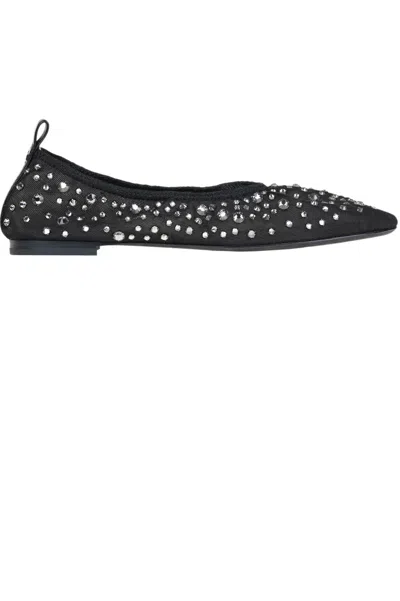 Tory Burch Crystal Ballet Ballerinas In Black