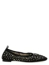 Tory Burch Black Ballet Flats With All-over Crystals Application In Tech Fabric Woman