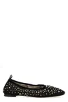 Tory Burch Black Ballet Flats With All-over Crystals Application In Tech Fabric Woman