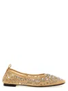Tory Burch Beige Ballet Flats With All-over Crystals Application In Tech Fabric Woman In Beige