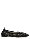 Tory Burch Black Ballet Flats With All-over Crystals Application In Tech Fabric Woman In Black