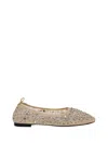 Tory Burch Beige Ballet Flats With All-over Crystals Application In Neutrals