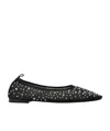 Tory Burch Black Ballet Flats With All-over Crystals Application In Tech Fabric Woman In Black