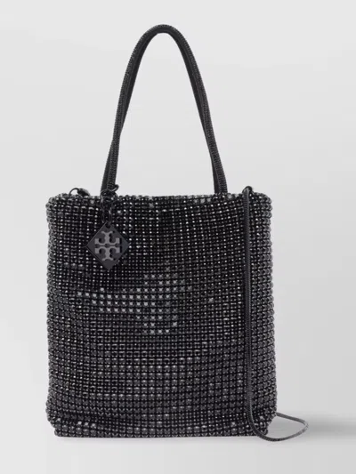 Tory Burch Crystal Beaded Tote Bag With Detachable Strap