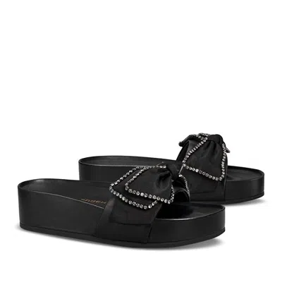 Tory Burch Crystal Bow Slide In Perfect Black