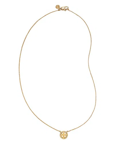 Tory Burch Crystal Circle Logo Necklace, 16 In Gold