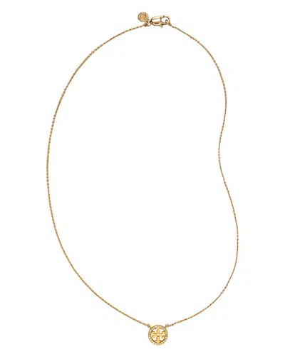 Tory Burch Miller Pave Logo Delicate Necklace In Tory Gold/crystal