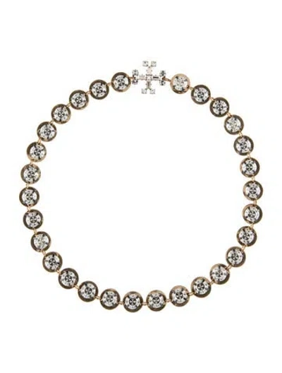 Pre-owned Tory Burch Crystal Collar Necklace, 16" In Multicolor