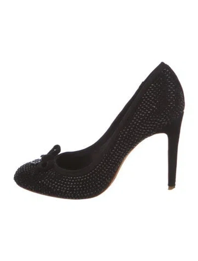 Pre-owned Tory Burch Crystal Crystal Embellishments Pumps In Black